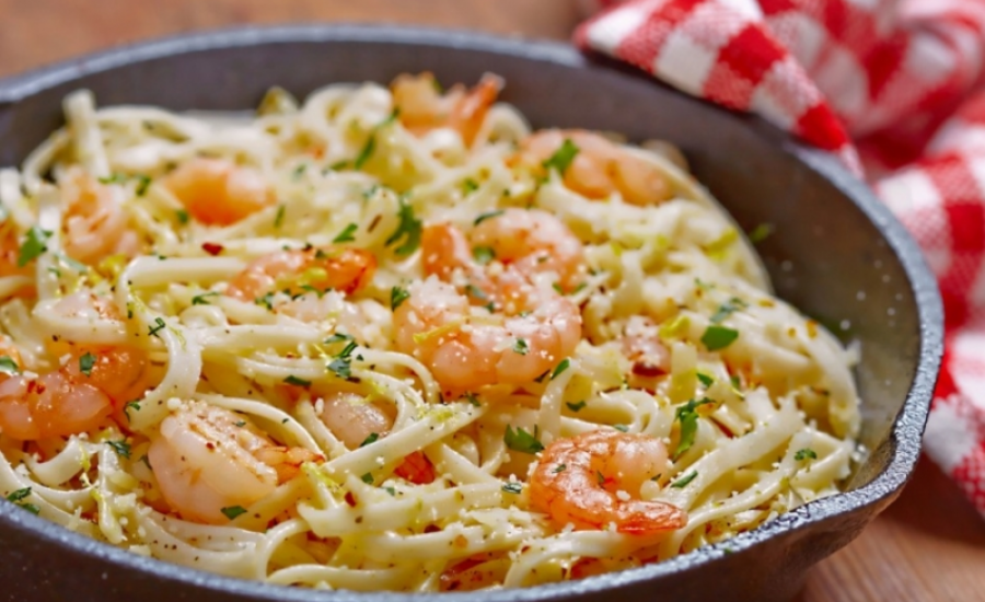 TounsiaNet : Spaghetti aux crevettes et beurre à l’ail
